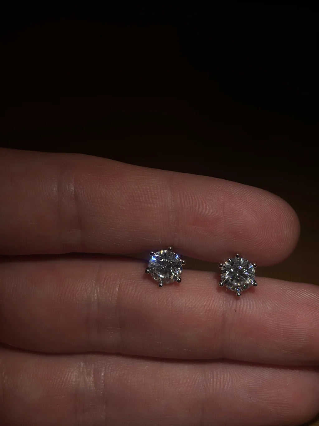 Moissanite Stud Earrings w/ 925 Sterling Silver 1 CT. 6.5 mm