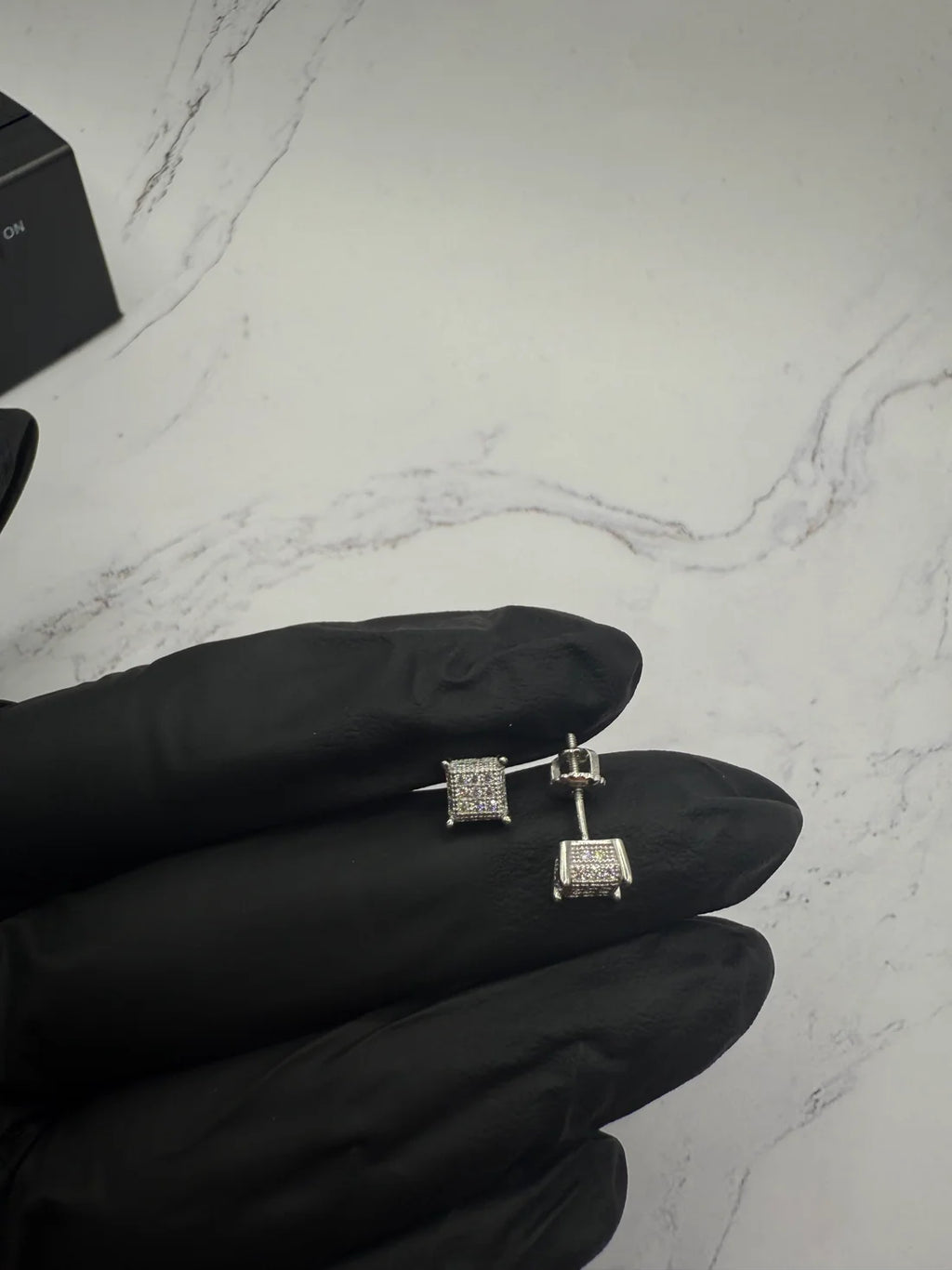 Moissanite Princess Cut Cluster Earrings w/ 925 Sterling Silver .5 CT 6 mm