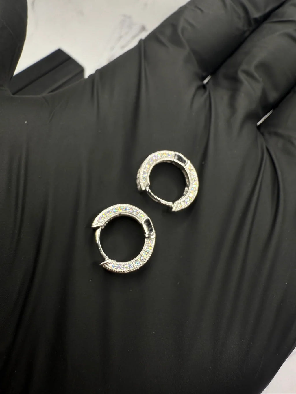 Moissanite Cluster Hoop Earrings w/ 925 Sterling Silver .5 CT per Cluster