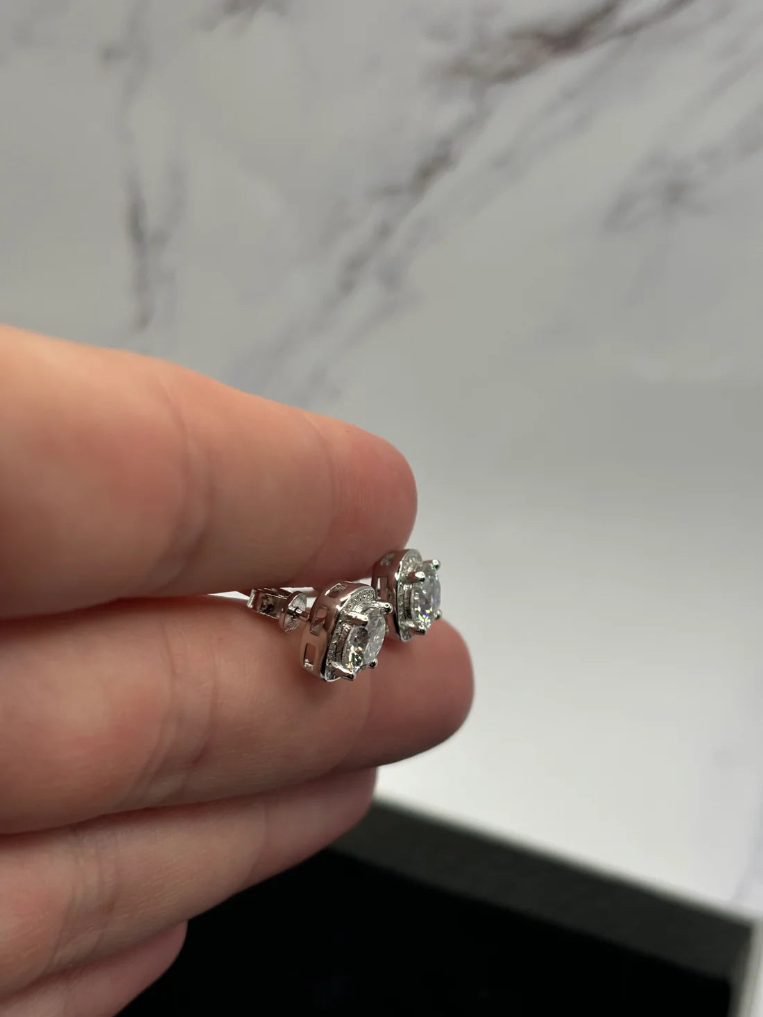 Moissanite Stud Earrings w/ 925 Sterling Silver 1 CT 6.5 mm