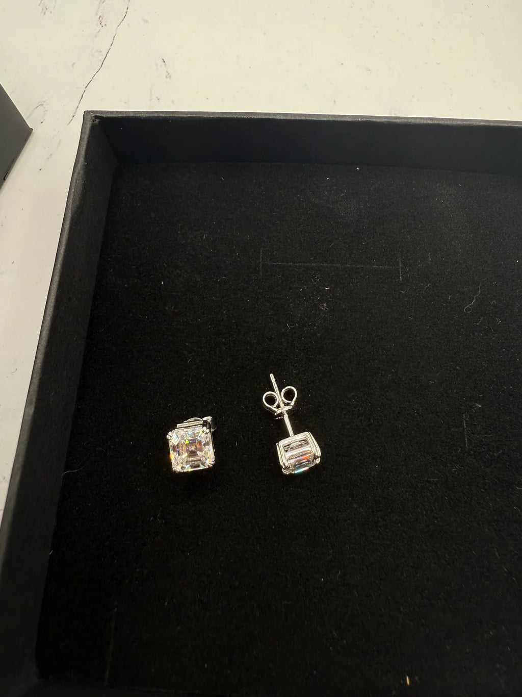 Moissanite Ascher Cut Earrings w/ 925 Sterling Silver 1 CT Each 6x6mm