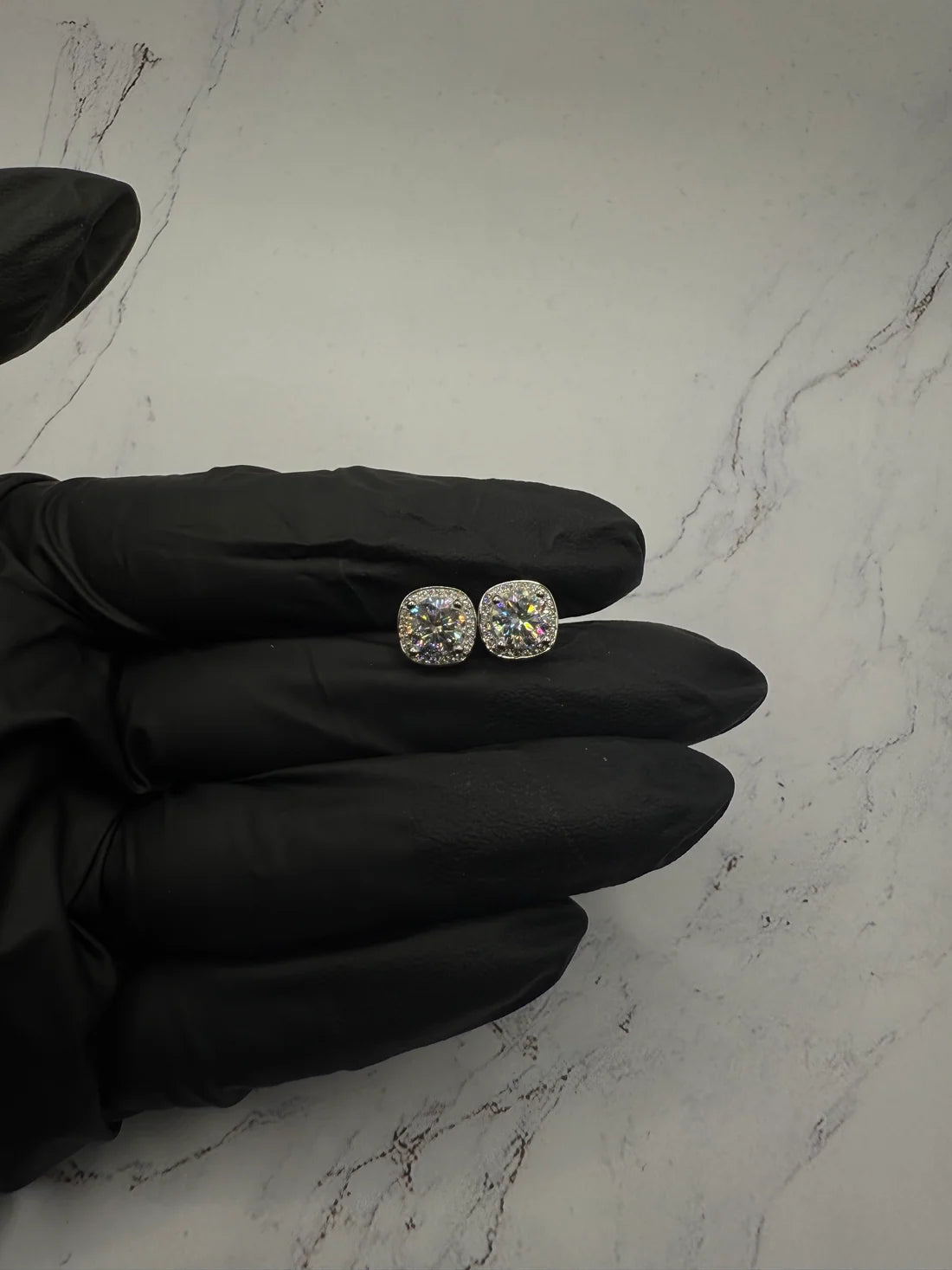 Moissanite Stud Earrings w/ 925 Sterling Silver 1 CT 6.5 mm