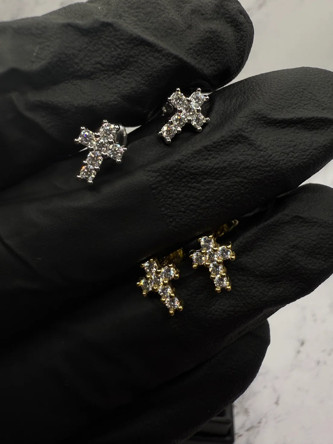 Moissanite Small Cross Earrings w/ 925 Sterling Silver .5 CT 6 mm