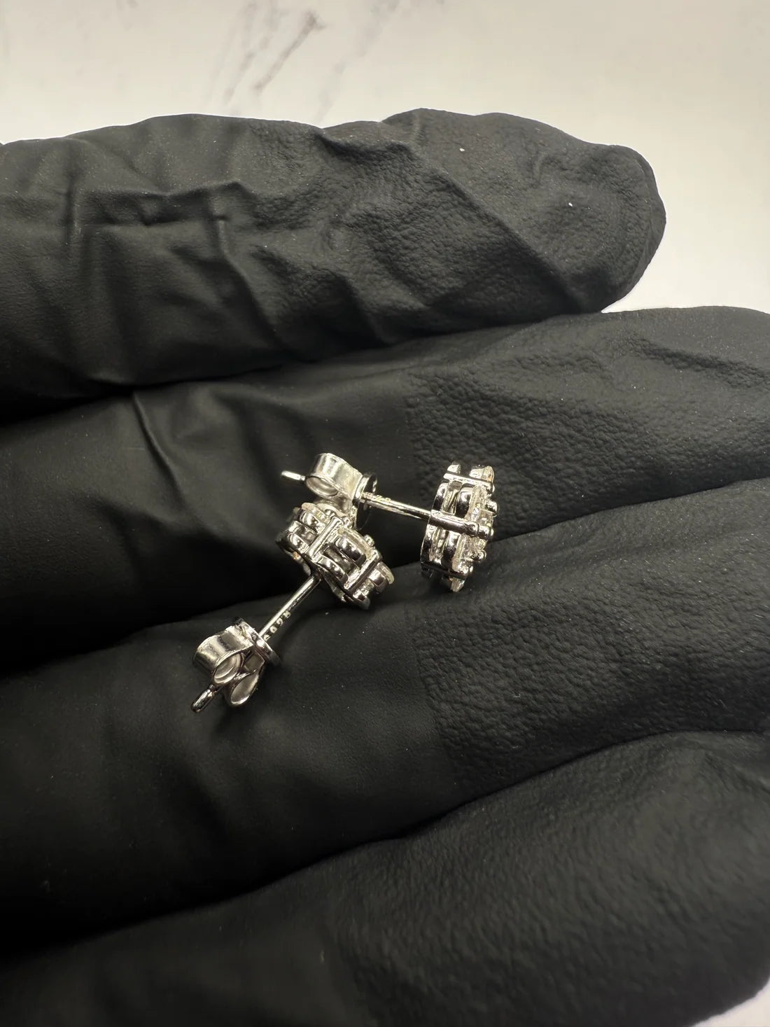Moissanite Honey Comb Cluster Earrings w/ 925 Sterling Silver 1 CT 7.4 mm