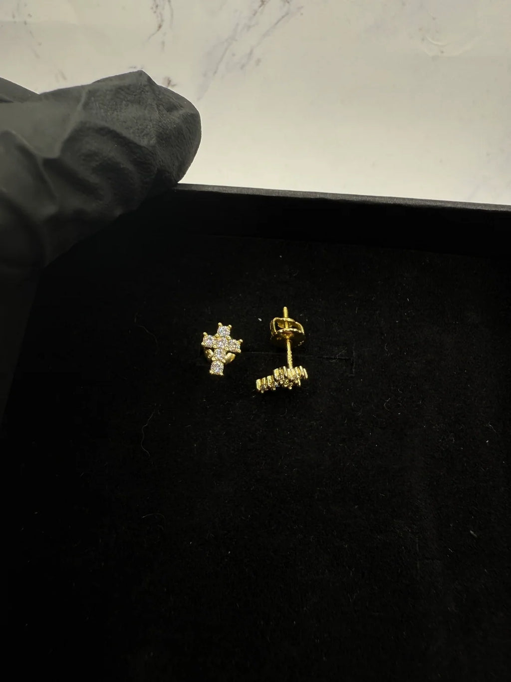 Moissanite Small Cross Earrings w/ 925 Sterling Silver .5 CT 6 mm