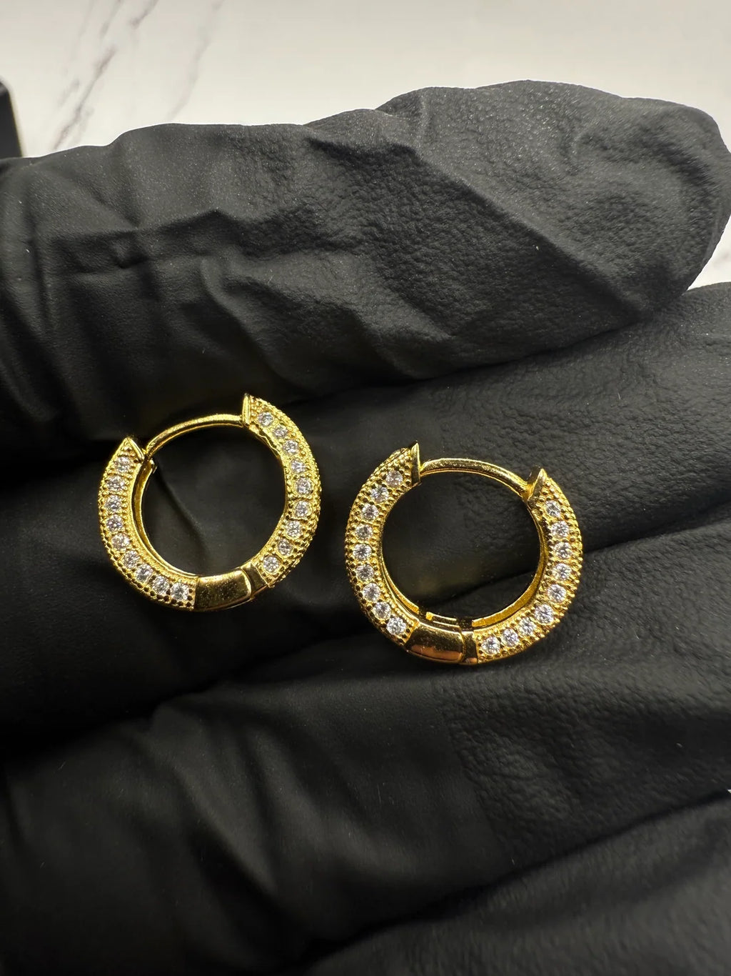 Moissanite Cluster Hoop Earrings w/ 925 Sterling Silver .5 CT per Cluster