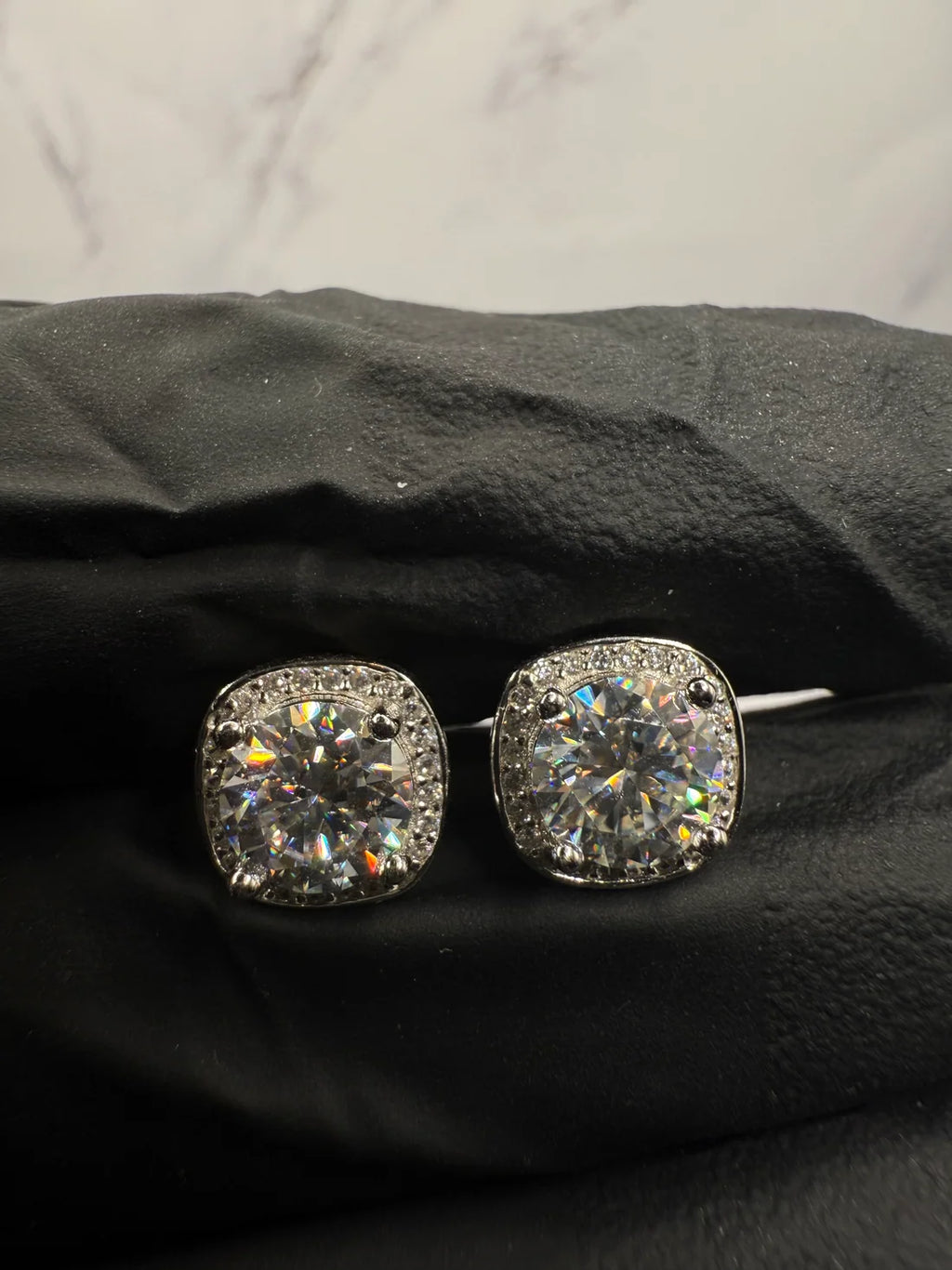 Moissanite Stud Earrings w/ 925 Sterling Silver 1 CT 6.5 mm