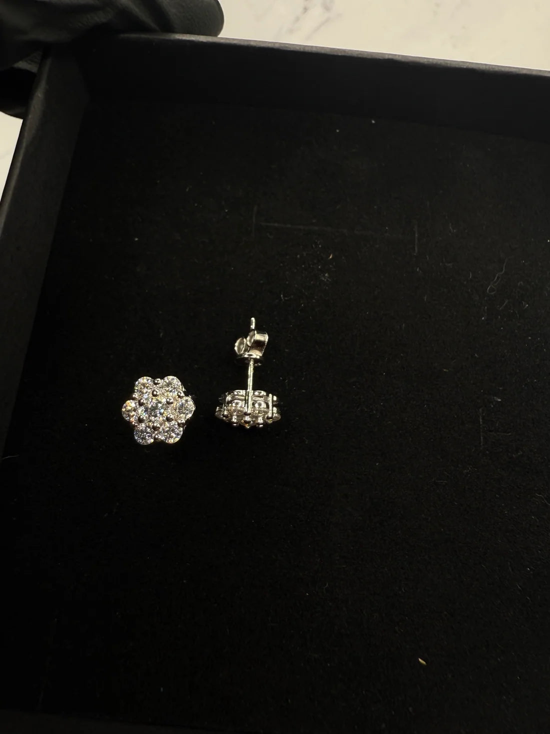 Moissanite Honey Comb Cluster Earrings w/ 925 Sterling Silver 1 CT 7.4 mm
