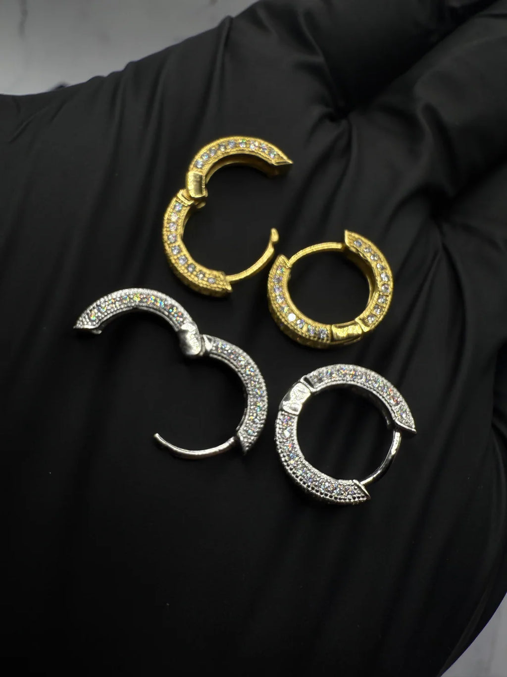 Moissanite Cluster Hoop Earrings w/ 925 Sterling Silver .5 CT per Cluster