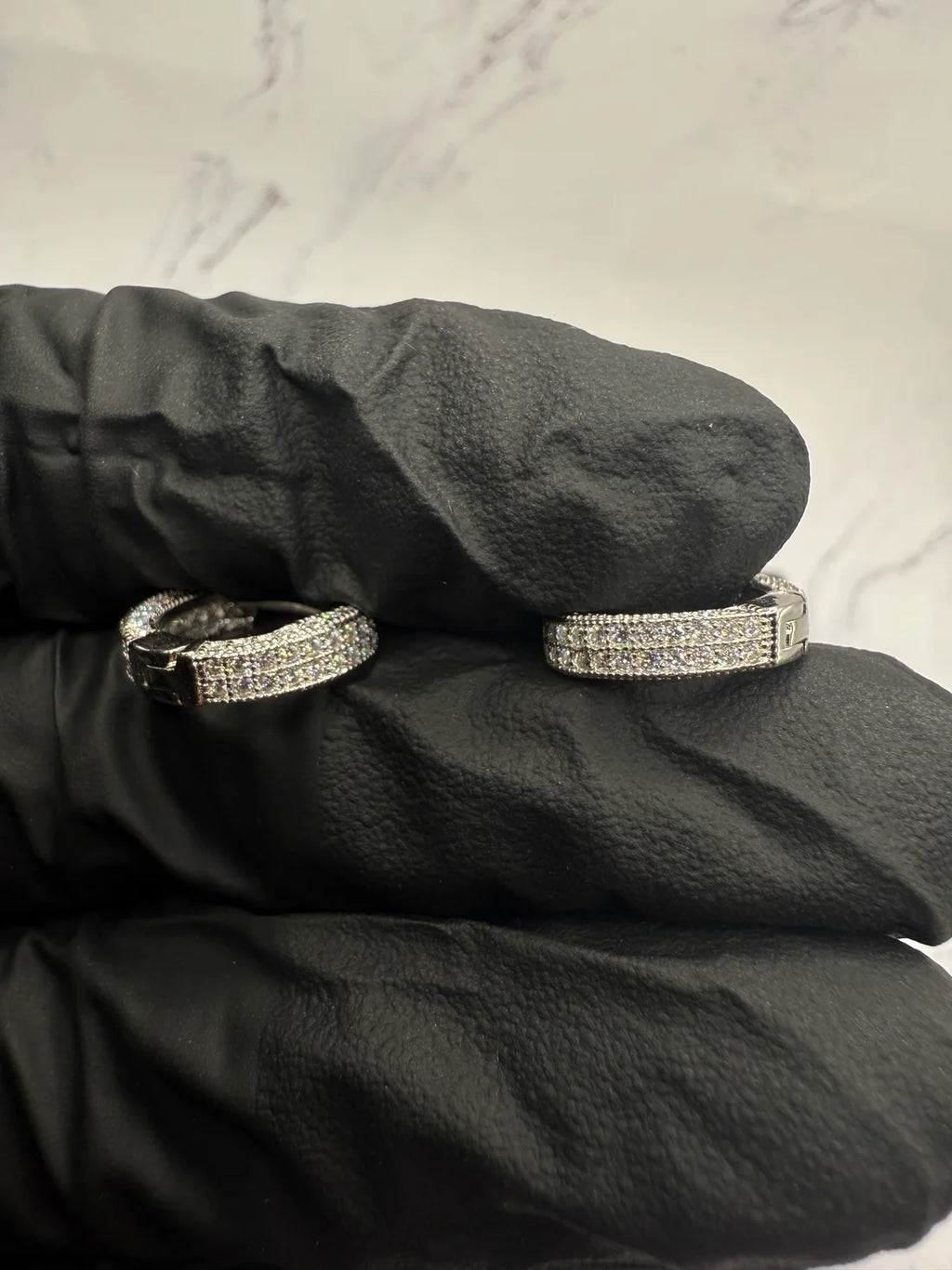 Moissanite Cluster Hoop Earrings w/ 925 Sterling Silver .5 CT per Cluster