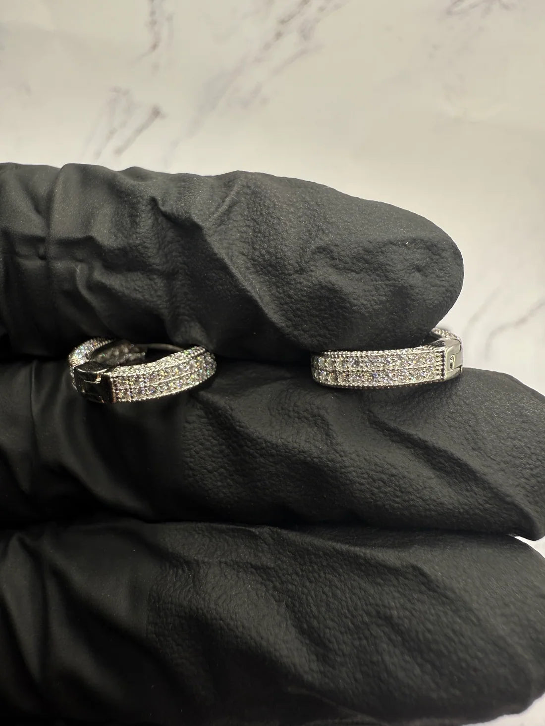 Moissanite Cluster Hoop Earrings w/ 925 Sterling Silver .5 CT per Cluster
