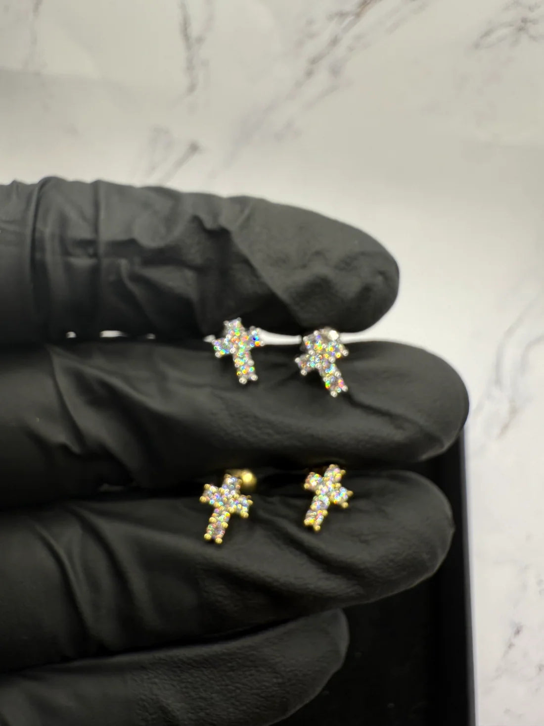 Moissanite Small Cross Earrings w/ 925 Sterling Silver .5 CT 6 mm