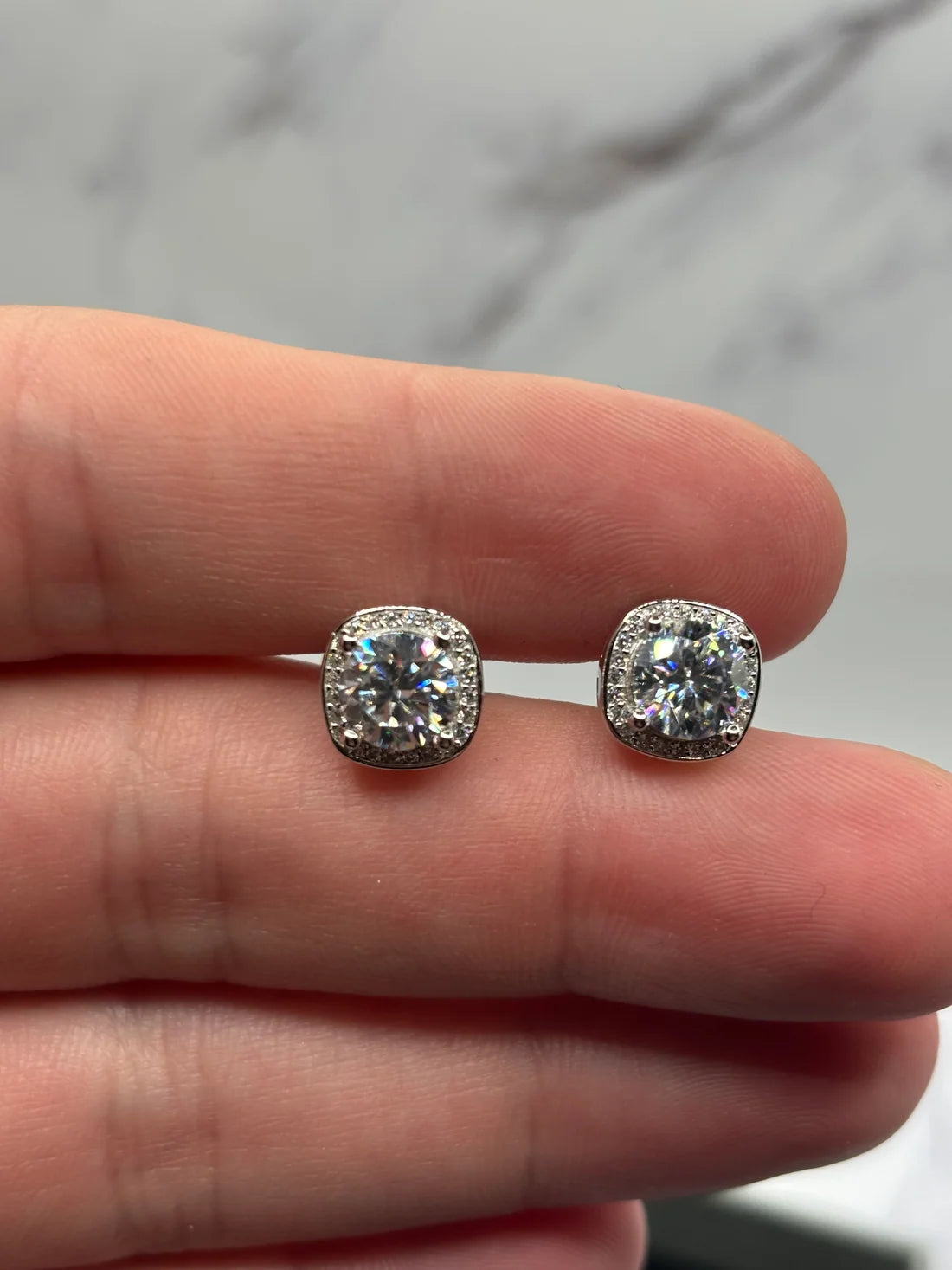 Moissanite Stud Earrings w/ 925 Sterling Silver 1 CT 6.5 mm