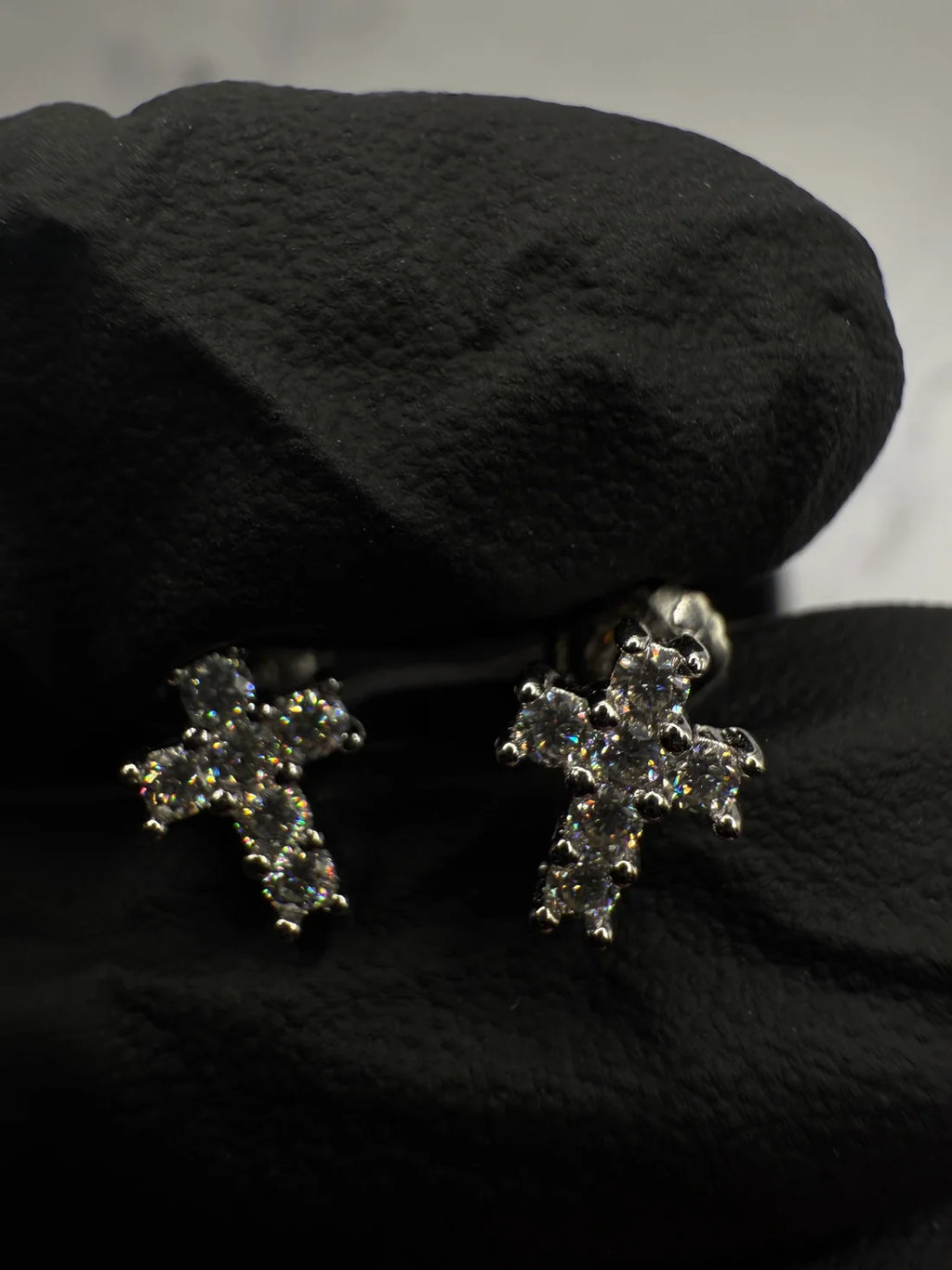 Moissanite Small Cross Earrings w/ 925 Sterling Silver .5 CT 6 mm
