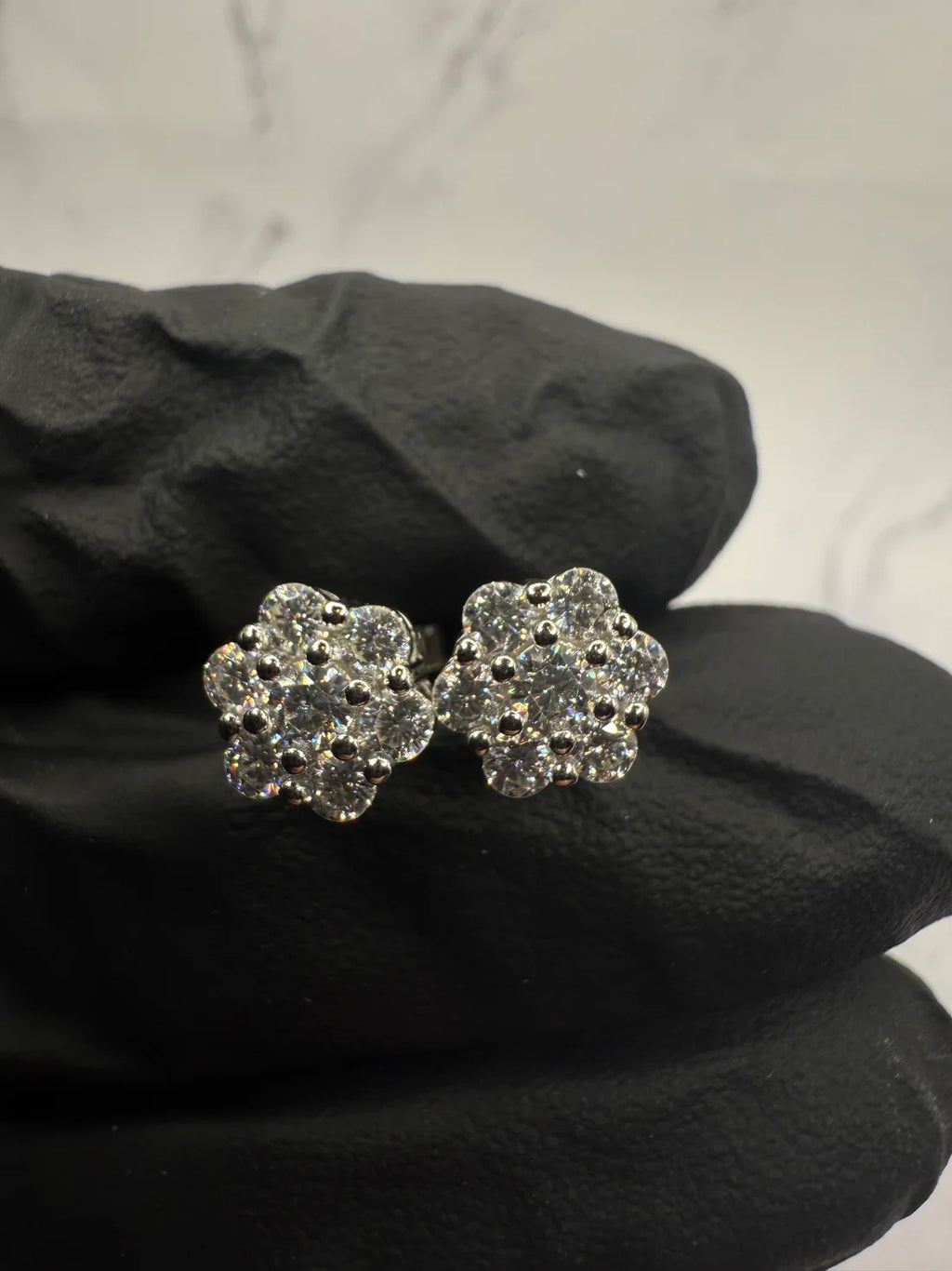 Moissanite Honey Comb Cluster Earrings w/ 925 Sterling Silver 1 CT 7.4 mm