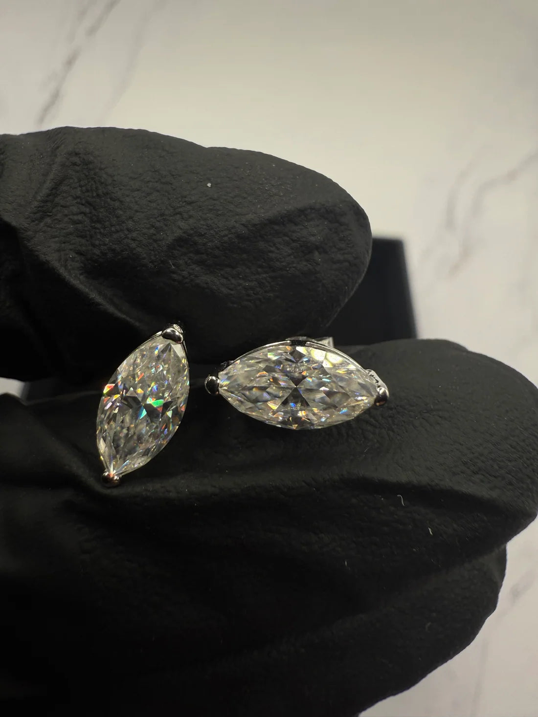 Moissanite Marquise Cut Earrings w/ 925 Sterling Silver 1 CT Each 5x10MM