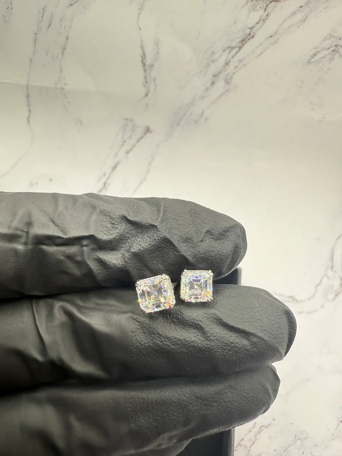 Moissanite Ascher Cut Earrings w/ 925 Sterling Silver 1 CT Each 6x6mm