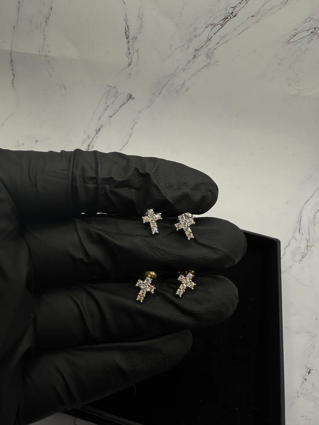 Moissanite Small Cross Earrings w/ 925 Sterling Silver .5 CT 6 mm