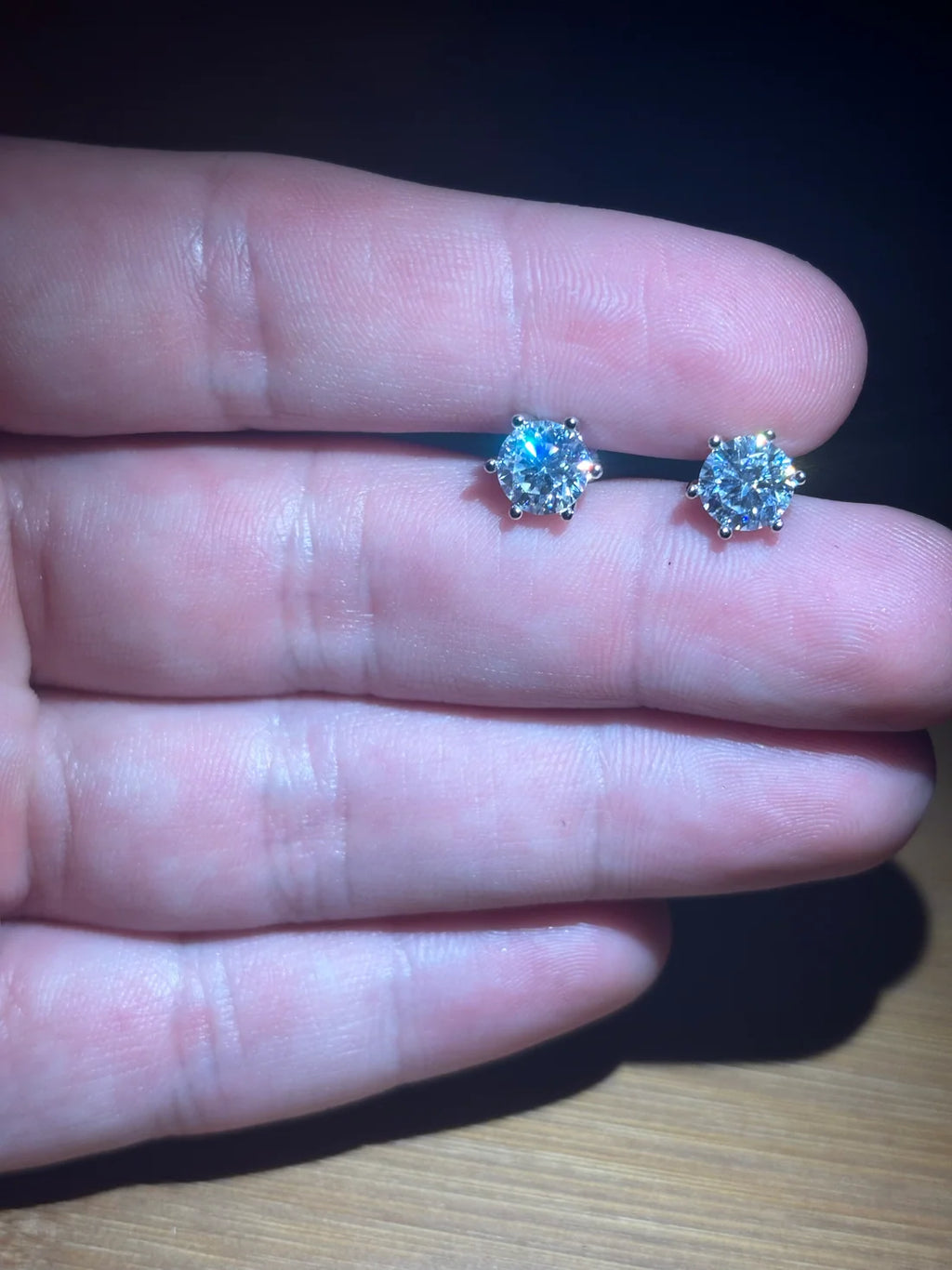 Moissanite Stud Earrings w/ 925 Sterling Silver 1 CT. 6.5 mm