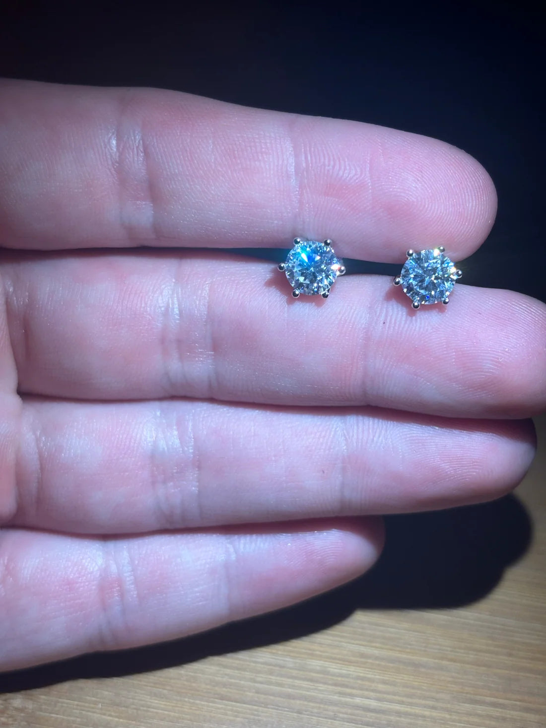 Moissanite Stud Earrings w/ 925 Sterling Silver 1 CT. 6.5 mm