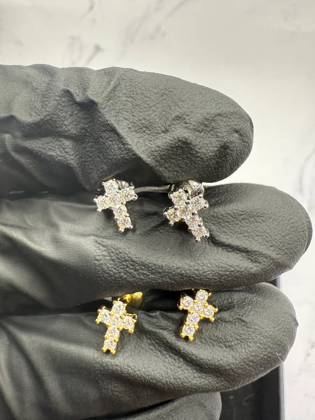 Moissanite Small Cross Earrings w/ 925 Sterling Silver .5 CT 6 mm