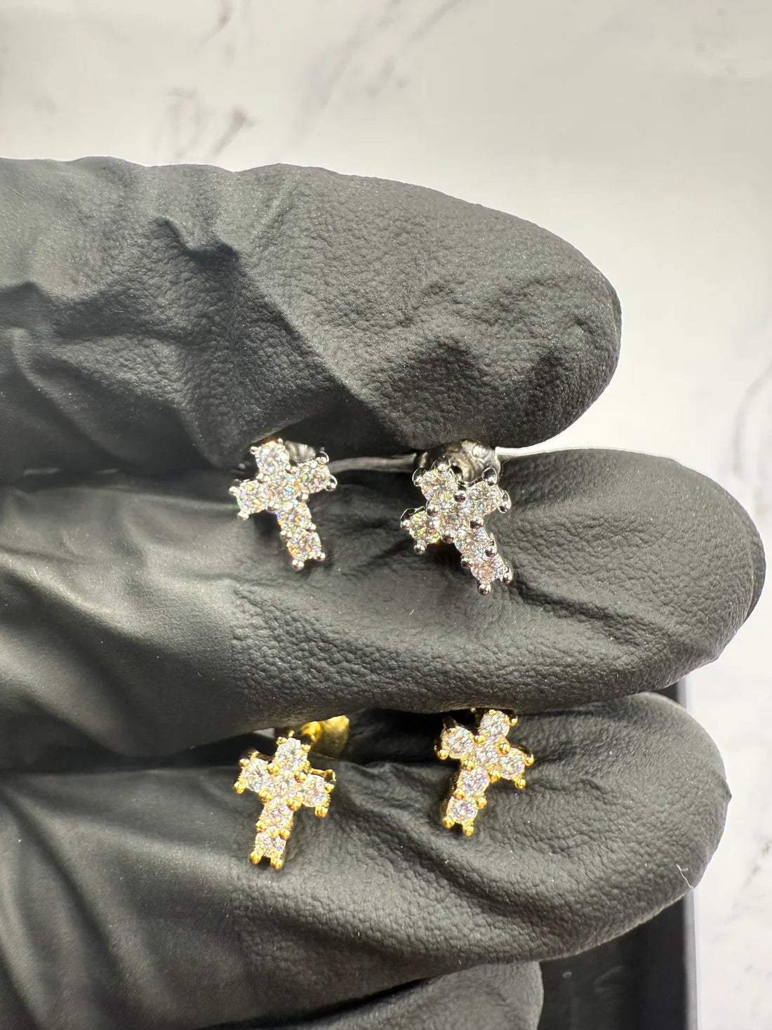 Moissanite Small Cross Earrings w/ 925 Sterling Silver .5 CT 6 mm