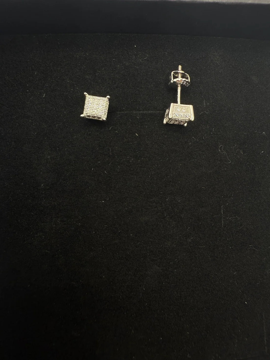 Moissanite Princess Cut Cluster Earrings w/ 925 Sterling Silver .5 CT 6 mm