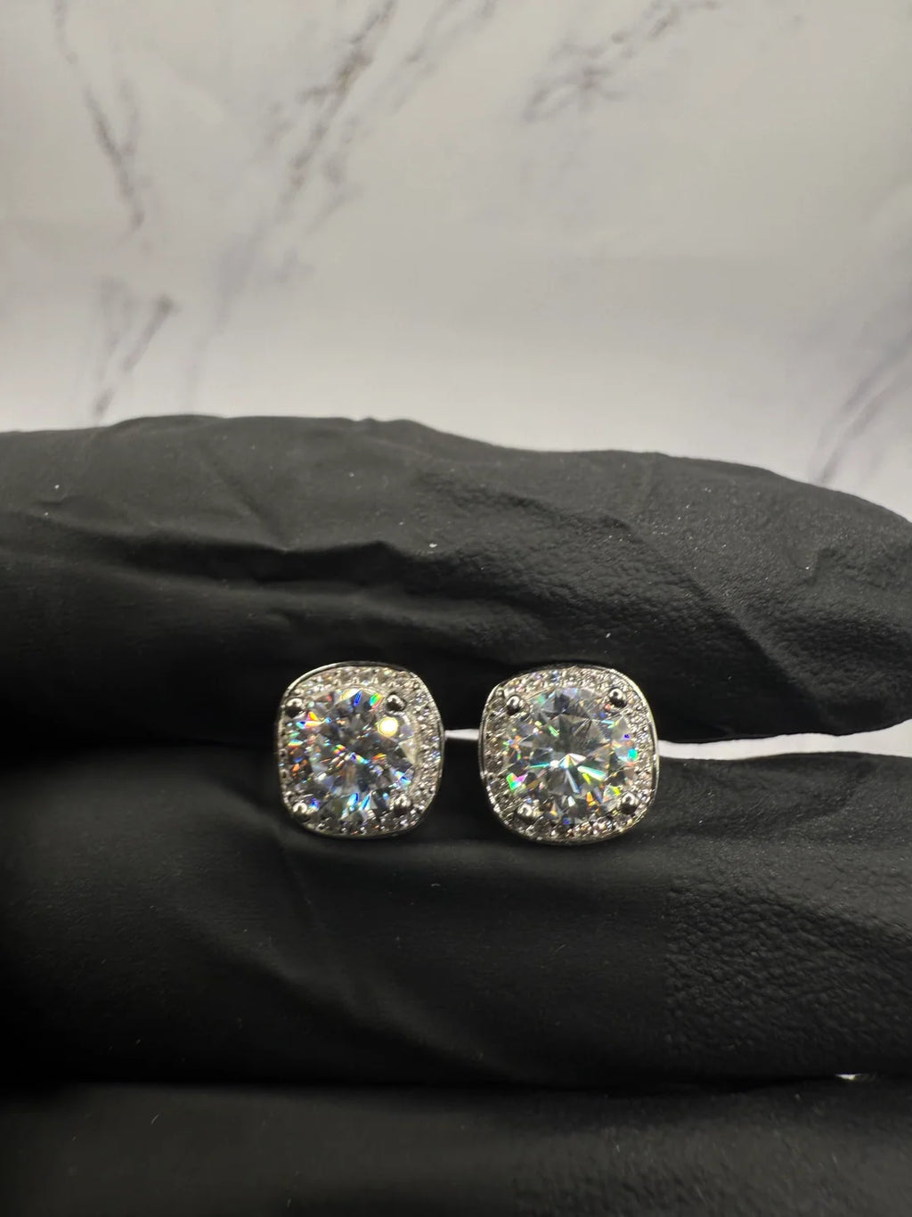 Moissanite Stud Earrings w/ 925 Sterling Silver 1 CT 6.5 mm