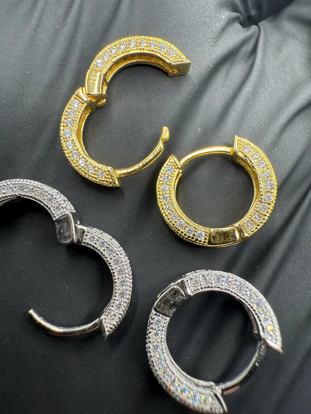 Moissanite Cluster Hoop Earrings w/ 925 Sterling Silver .5 CT per Cluster