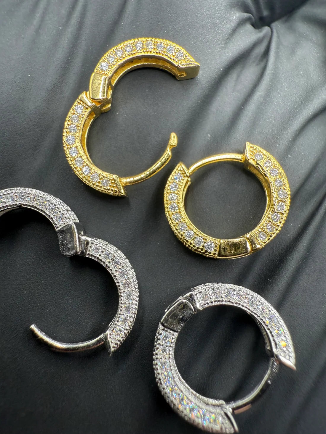 Moissanite Cluster Hoop Earrings w/ 925 Sterling Silver .5 CT per Cluster