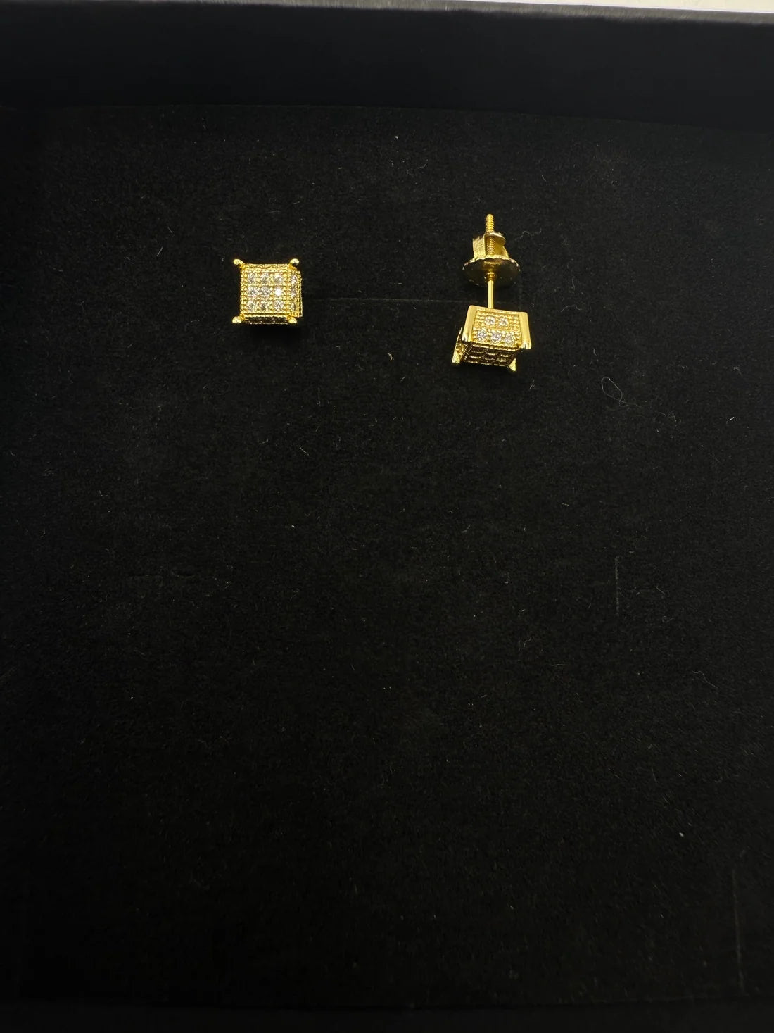 Moissanite Princess Cut Cluster Earrings w/ 925 Sterling Silver .5 CT 6 mm