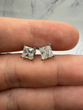 Moissanite Princess Cut Earrings w/ 925 Sterling Silver 1 CT. 6.5mm